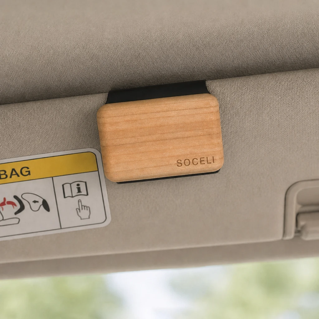 SOCELI Car Wood Block Sun Visor Fragrance