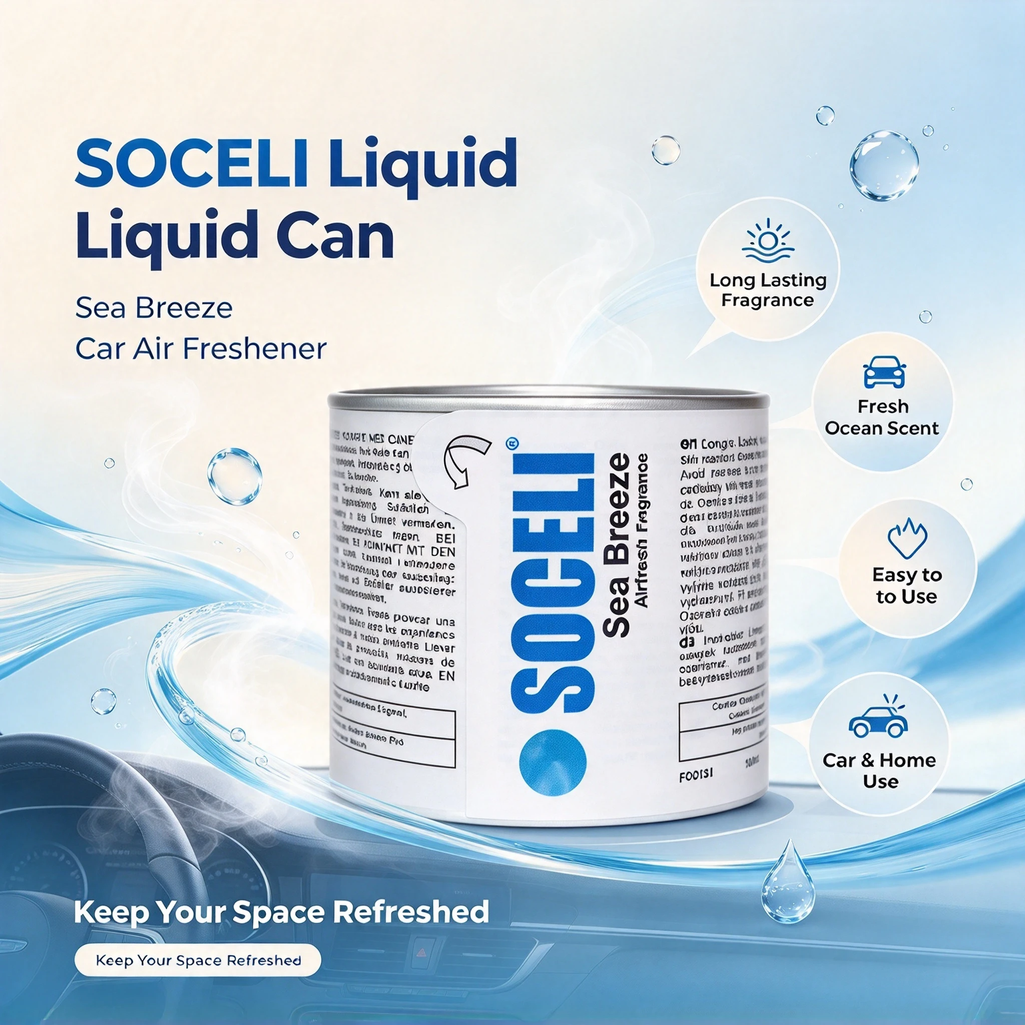 SOCELI液体罐汽车空气清新剂 - 液体空气清新剂 - 汽车除除臭